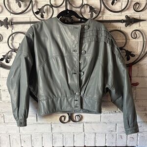 Women's 90’s Grayish Green Natural Leather Jacket